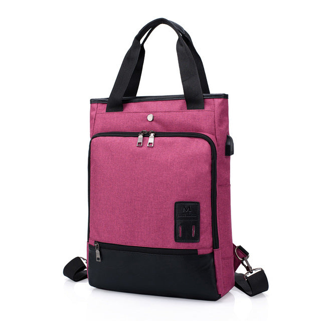Canvas Laptop Backpack USB Charging Business Travel bag