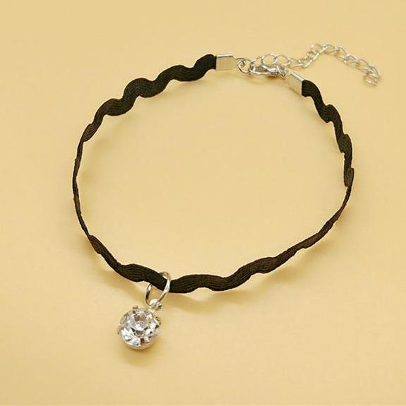 Bohemian anklet foot bracelet crochet black summer beach jewelry
