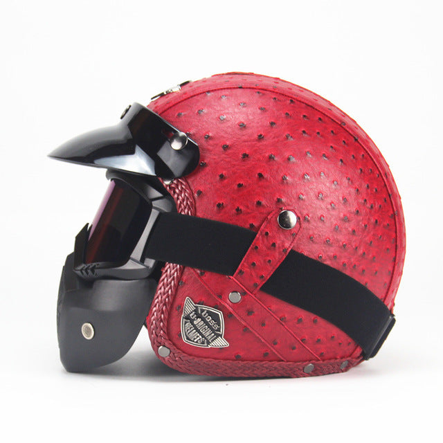 Vintage motorcycle helmets with goggles scooter vespa helmet open face