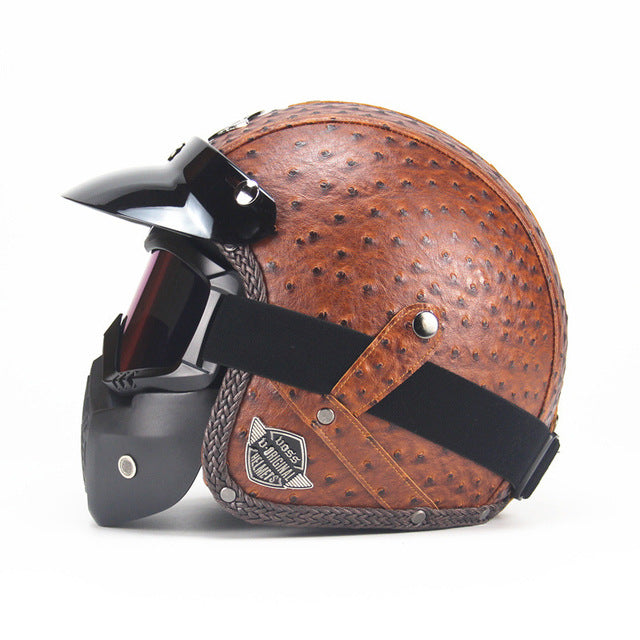 Vintage motorcycle helmets with goggles scooter vespa helmet open face