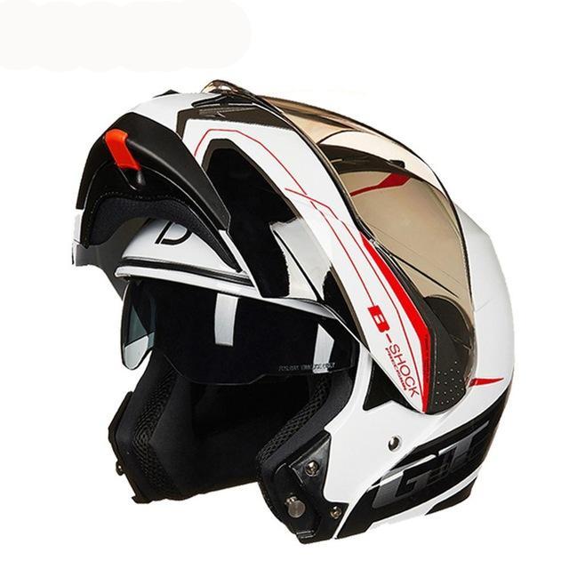 Vintage full face motorcycle helmets flip up open helmets dual visors ECE