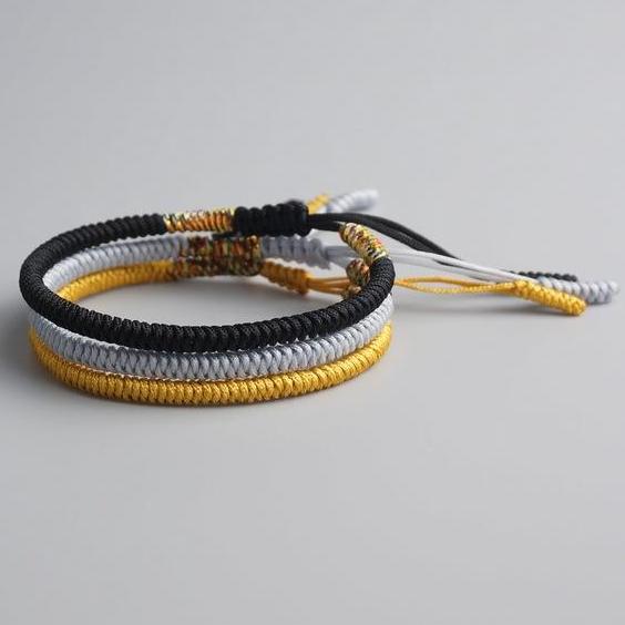 Tibetan buddhist bracelets handmade good lucky charm bangles for women men 3pcs