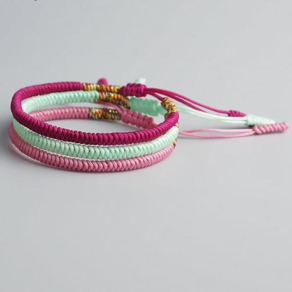 Tibetan buddhist bracelets handmade good lucky charm bangles for women men 3pcs
