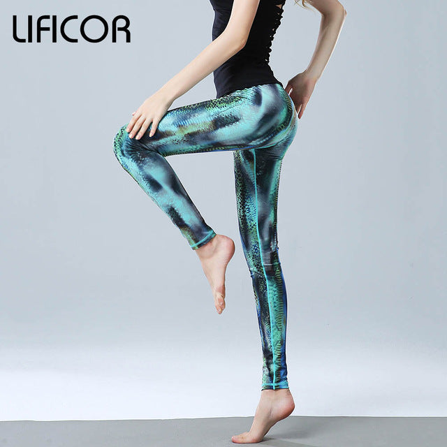 Yoga pants slim fitness women gym leggings printed running sportwear