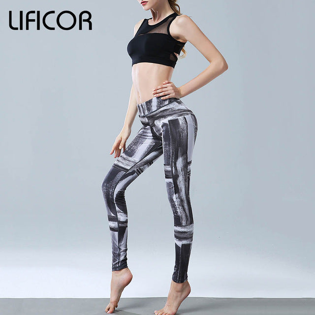 Yoga pants slim fitness women gym leggings printed running sportwear