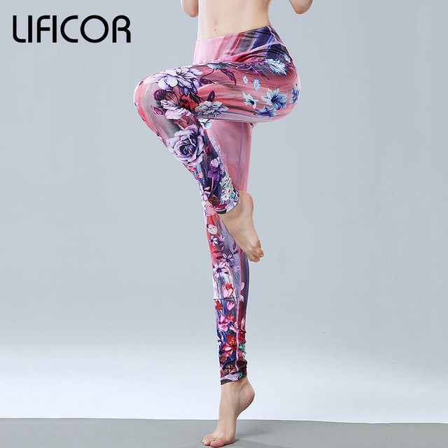 Yoga pants slim fitness women gym leggings printed running sportwear