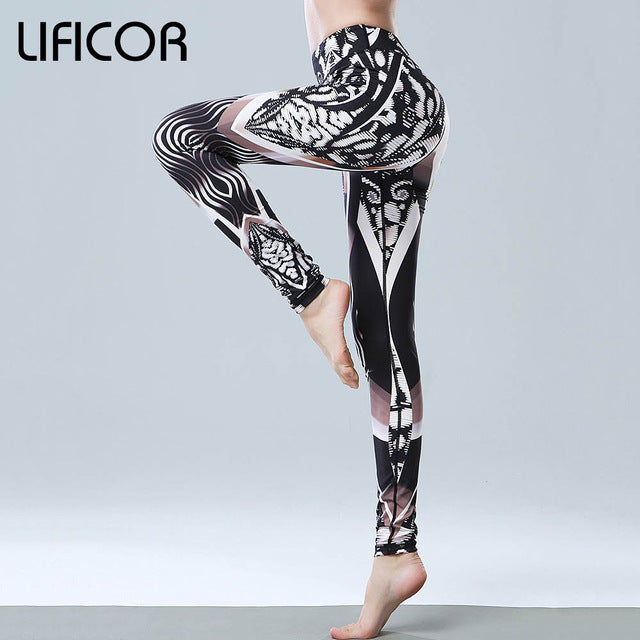 Yoga pants slim fitness women gym leggings printed running sportwear