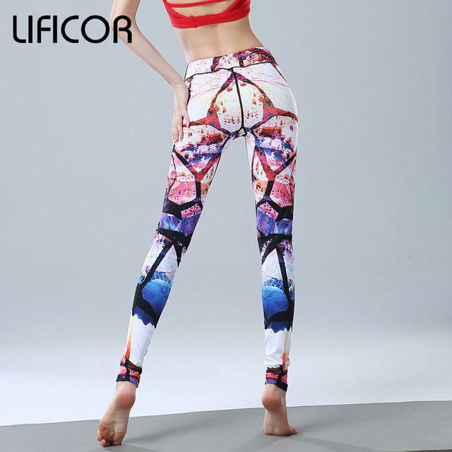 Yoga pants slim fitness women gym leggings printed running sportwear
