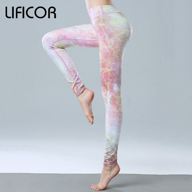 Yoga pants slim fitness women gym leggings printed running sportwear