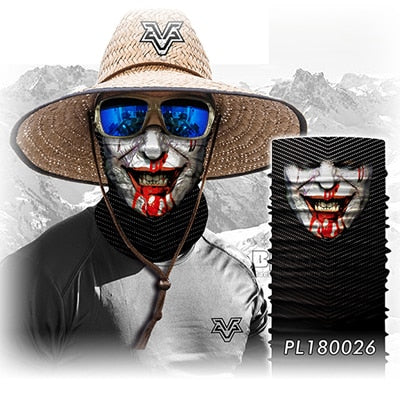 Motorcycle scary skull mask face headwear neck scarf ski bike halloween