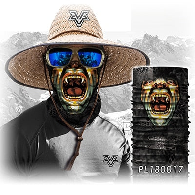 Motorcycle scary skull mask face headwear neck scarf ski bike halloween