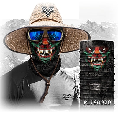 Motorcycle scary skull mask face headwear neck scarf ski bike halloween