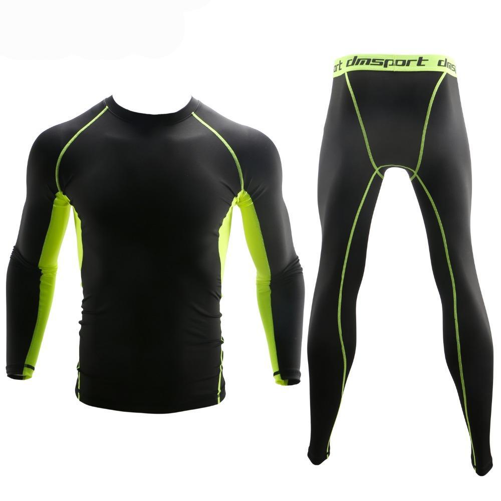 Thermal underwear set for men stretch dry anti microbial fitness clothes
