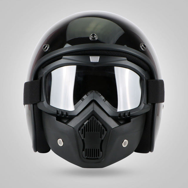 Vintage retro helmet motorcycle 3/4 open fiberglass face helmets jet style