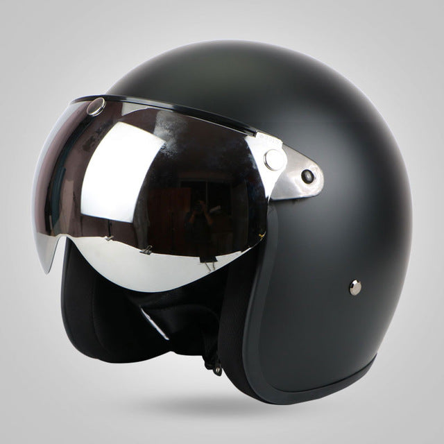 Vintage retro helmet motorcycle 3/4 open fiberglass face helmets jet style