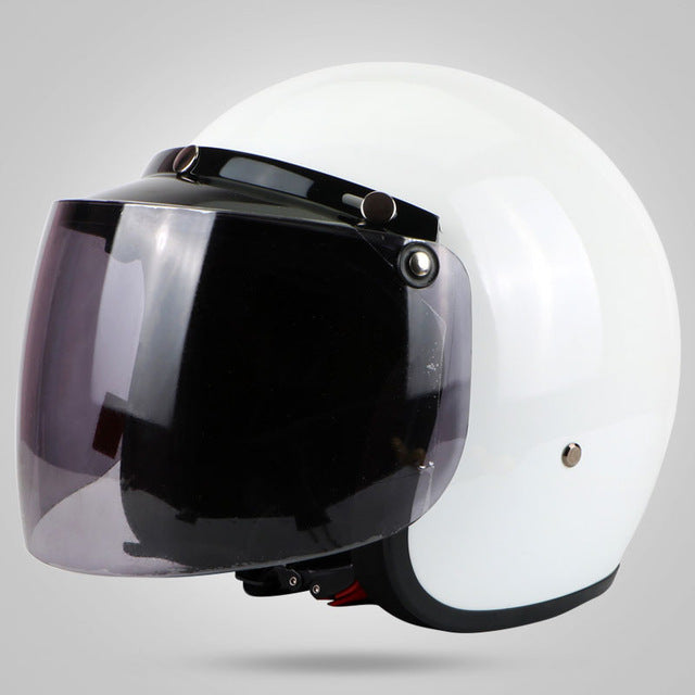Vintage retro helmet motorcycle 3/4 open fiberglass face helmets jet style