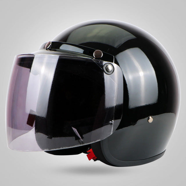 Vintage retro helmet motorcycle 3/4 open fiberglass face helmets jet style