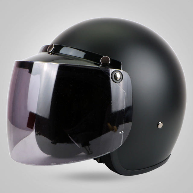 Vintage retro helmet motorcycle 3/4 open fiberglass face helmets jet style