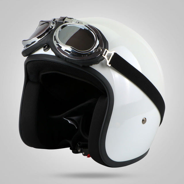 Vintage retro helmet motorcycle 3/4 open fiberglass face helmets jet style