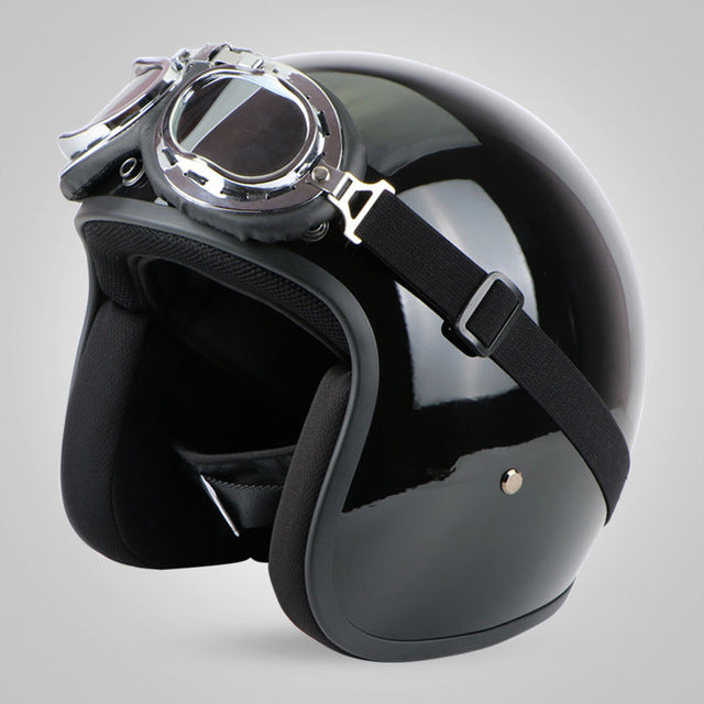 Vintage retro helmet motorcycle 3/4 open fiberglass face helmets jet style