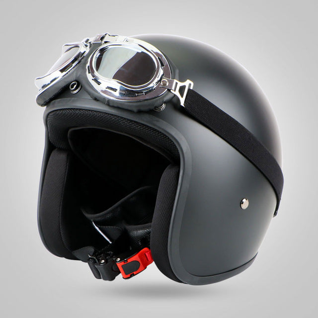Vintage retro helmet motorcycle 3/4 open fiberglass face helmets jet style