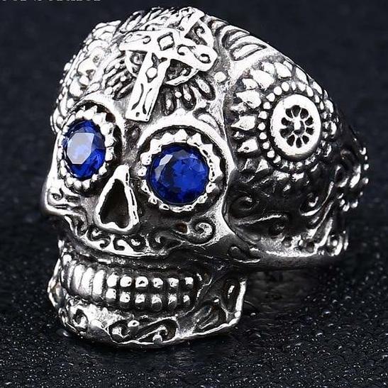 Punk skull rings vintage jewelry for men biker gifts party