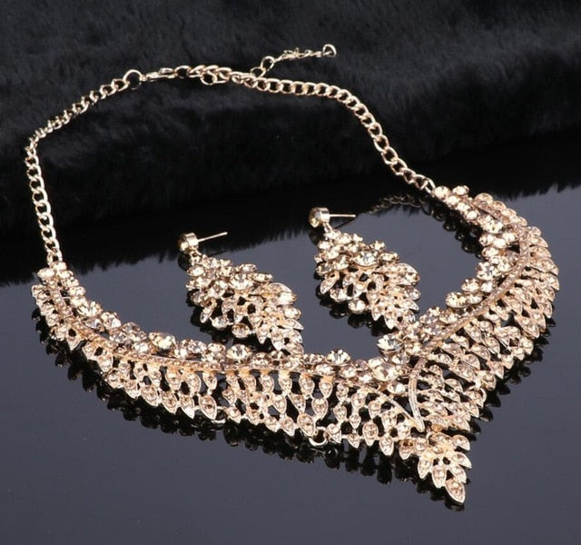 Dubai jewelry sets bridal wedding necklace earrings big crystal African gifts
