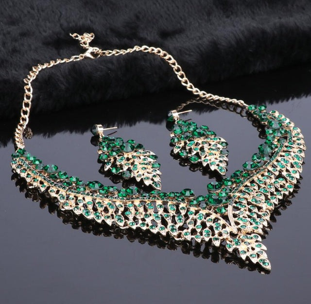 Dubai jewelry sets bridal wedding necklace earrings big crystal African gifts