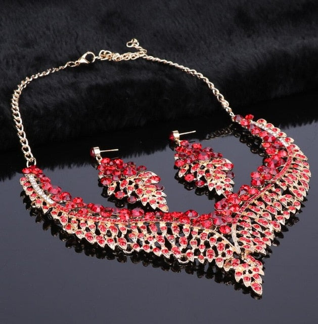 Dubai jewelry sets bridal wedding necklace earrings big crystal African gifts
