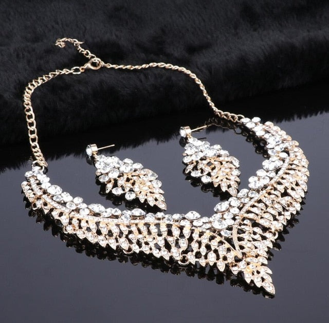 Dubai jewelry sets bridal wedding necklace earrings big crystal African gifts