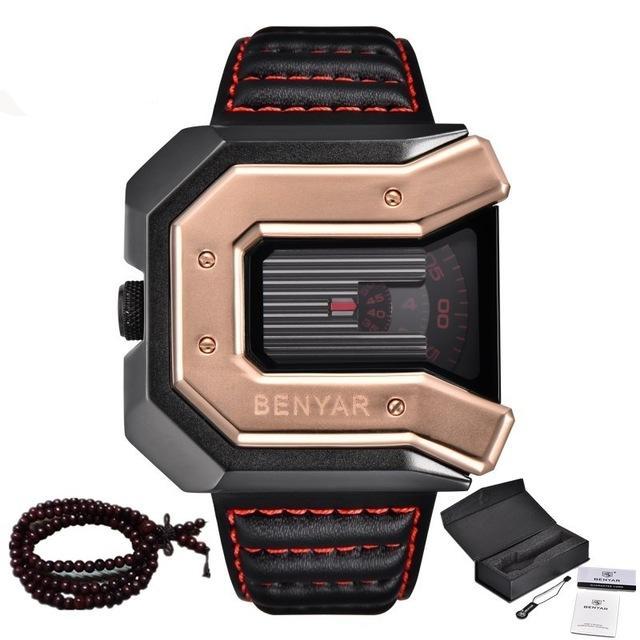 Leather watches men unique design sport wrist watch