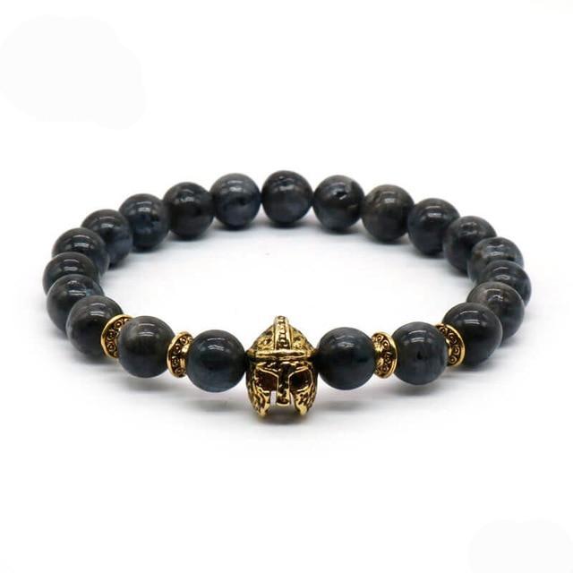 lava antique bracelet black rock stone beads men roman warrior gladiator helmet