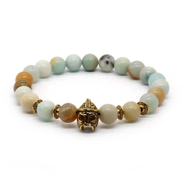 lava antique bracelet black rock stone beads men roman warrior gladiator helmet