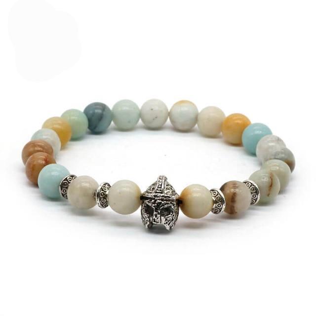 lava antique bracelet black rock stone beads men roman warrior gladiator helmet