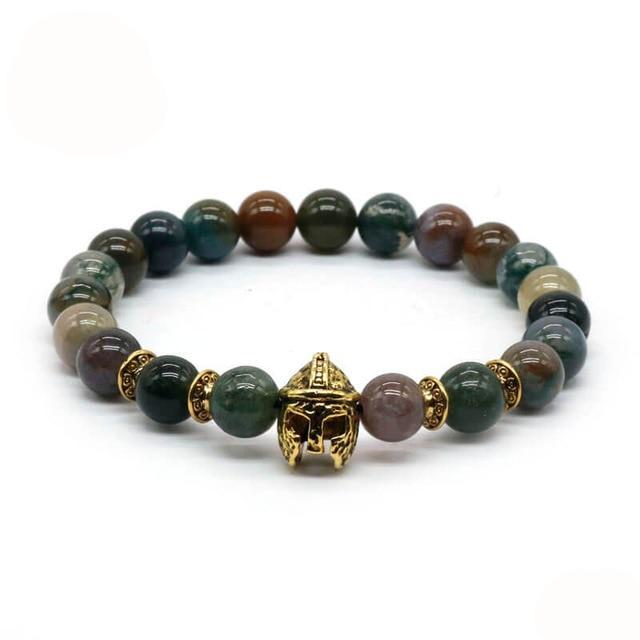 lava antique bracelet black rock stone beads men roman warrior gladiator helmet