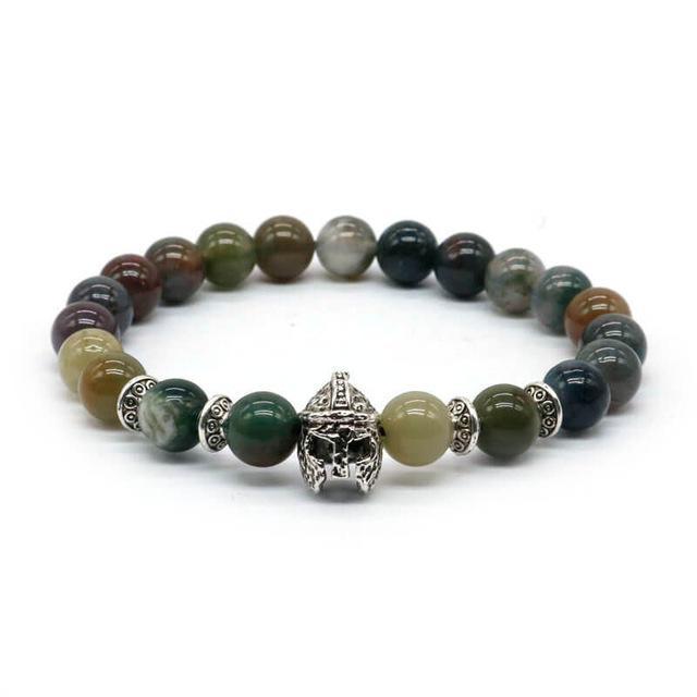 lava antique bracelet black rock stone beads men roman warrior gladiator helmet