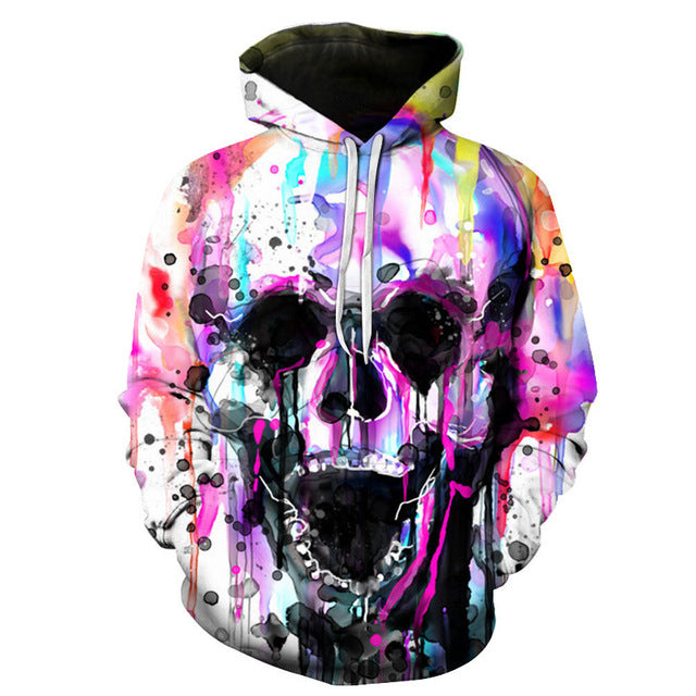 3D skull sweatshirt hoody rock men