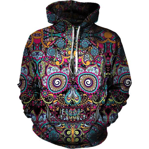 3D skull sweatshirt hoody rock men