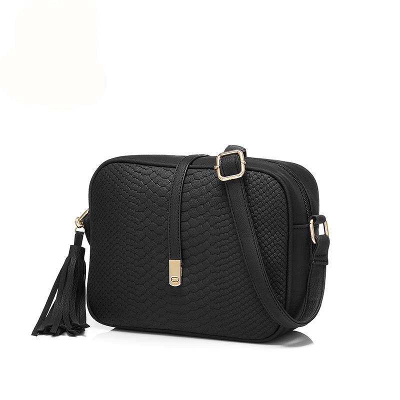 Small leather crossbody bag women handbag purse with tassels
