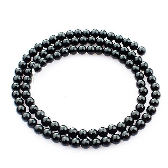 Natural black tourmaline gemstone charm round beads balls diy jewelry making decoration craft
