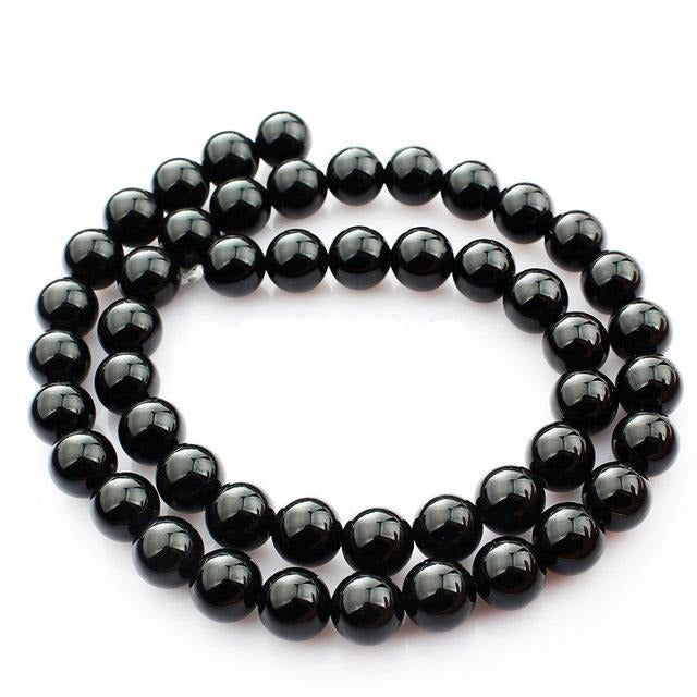Natural black tourmaline gemstone charm round beads balls diy jewelry making decoration craft