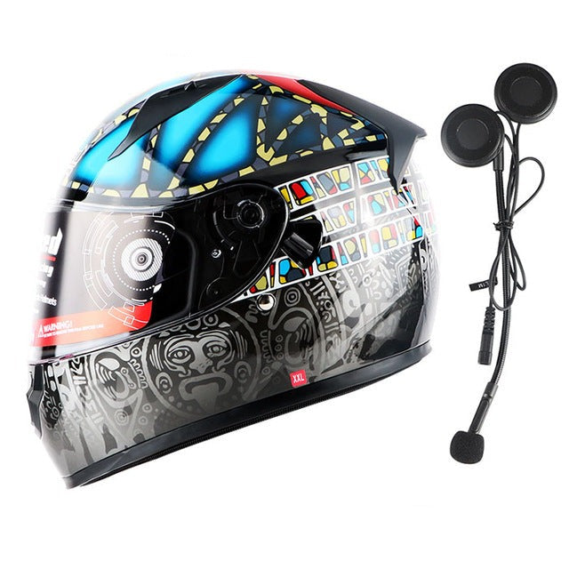 Vintage motorcycle helmet full face skull motorbike Vespa helmets dual lens racing