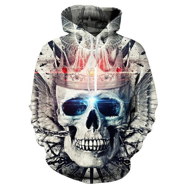 3D skull sweatshirt hoody rock men