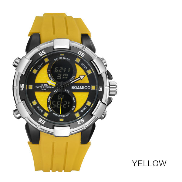 Men Sports Watches Wristwatches Quartz Digital Rubber White Band Clock Reloj Hombre