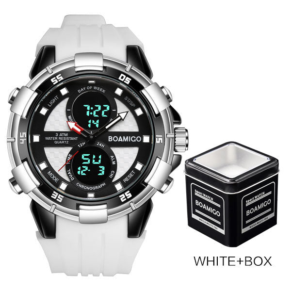 Men Sports Watches Wristwatches Quartz Digital Rubber White Band Clock Reloj Hombre