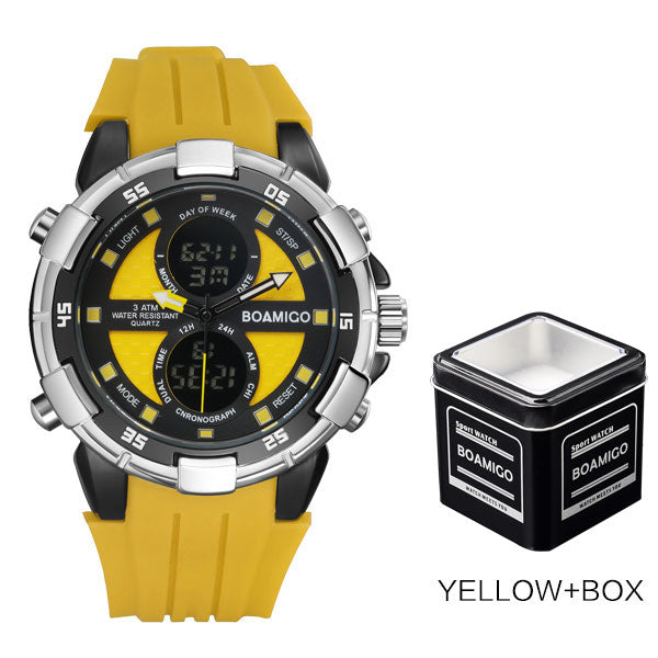 Men Sports Watches Wristwatches Quartz Digital Rubber White Band Clock Reloj Hombre