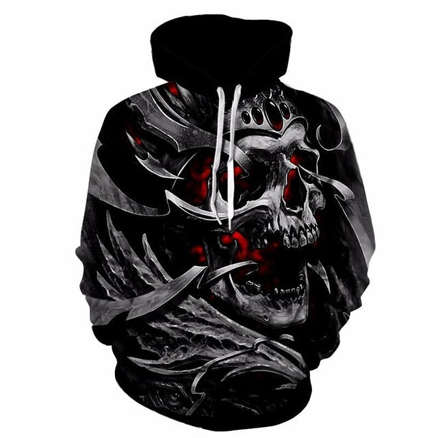 3D skull sweatshirt hoody rock men