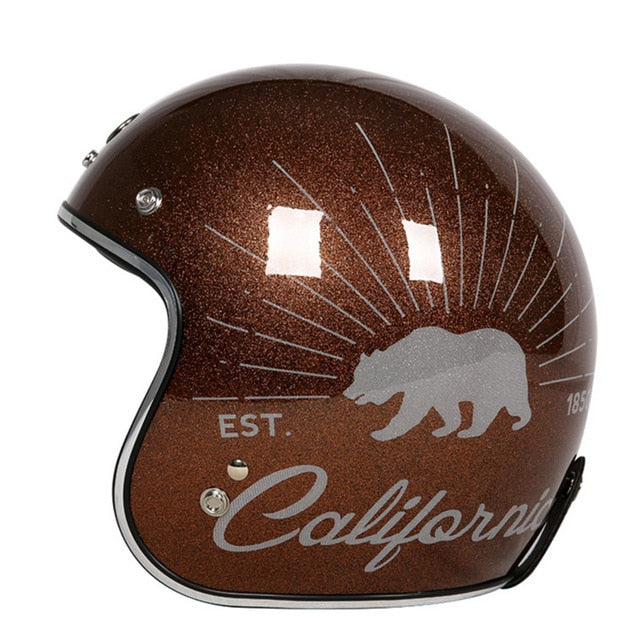 Harley motorcycle helmet retro open face moto casco sparkle DOT approved