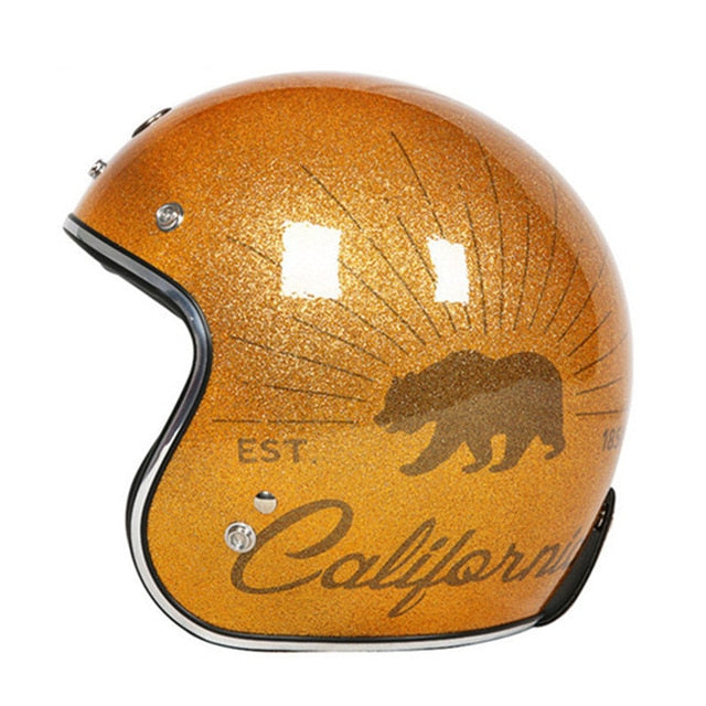 Harley motorcycle helmet retro open face moto casco sparkle DOT approved