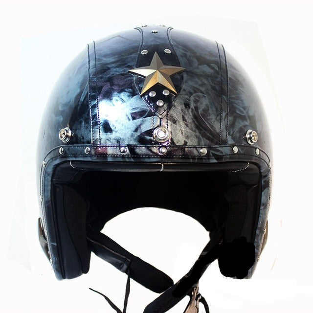 Cruiser helmet scooter motorcycle helmets vintage 3/4 open face chopper ghost rider